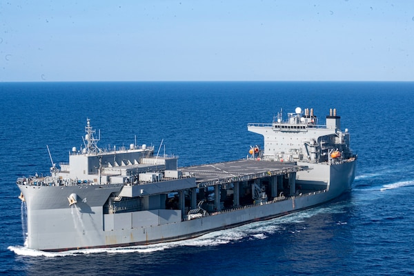 USS Hershel "Woody" Williams (ESB 4) transits the Mediterranean Sea.