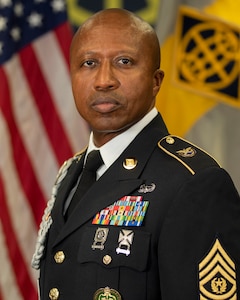 Command Sgt. Maj. Kenneth F. Law, U.S. Army Financial Management Command senior enlisted advisor, poses for his official photo at the Maj. Gen. Emmett J. Bean Federal Center in Indianapolis Aug. 18, 2020. Law enlisted in the Army in 1992, attended Basic Training at Fort Knox, Kentucky, and completed Advanced Individual Training as a finance specialist at Fort Benjamin Harrison, Indianapolis. (U.S. Army photo by Mark R. W. Orders-Woempner)