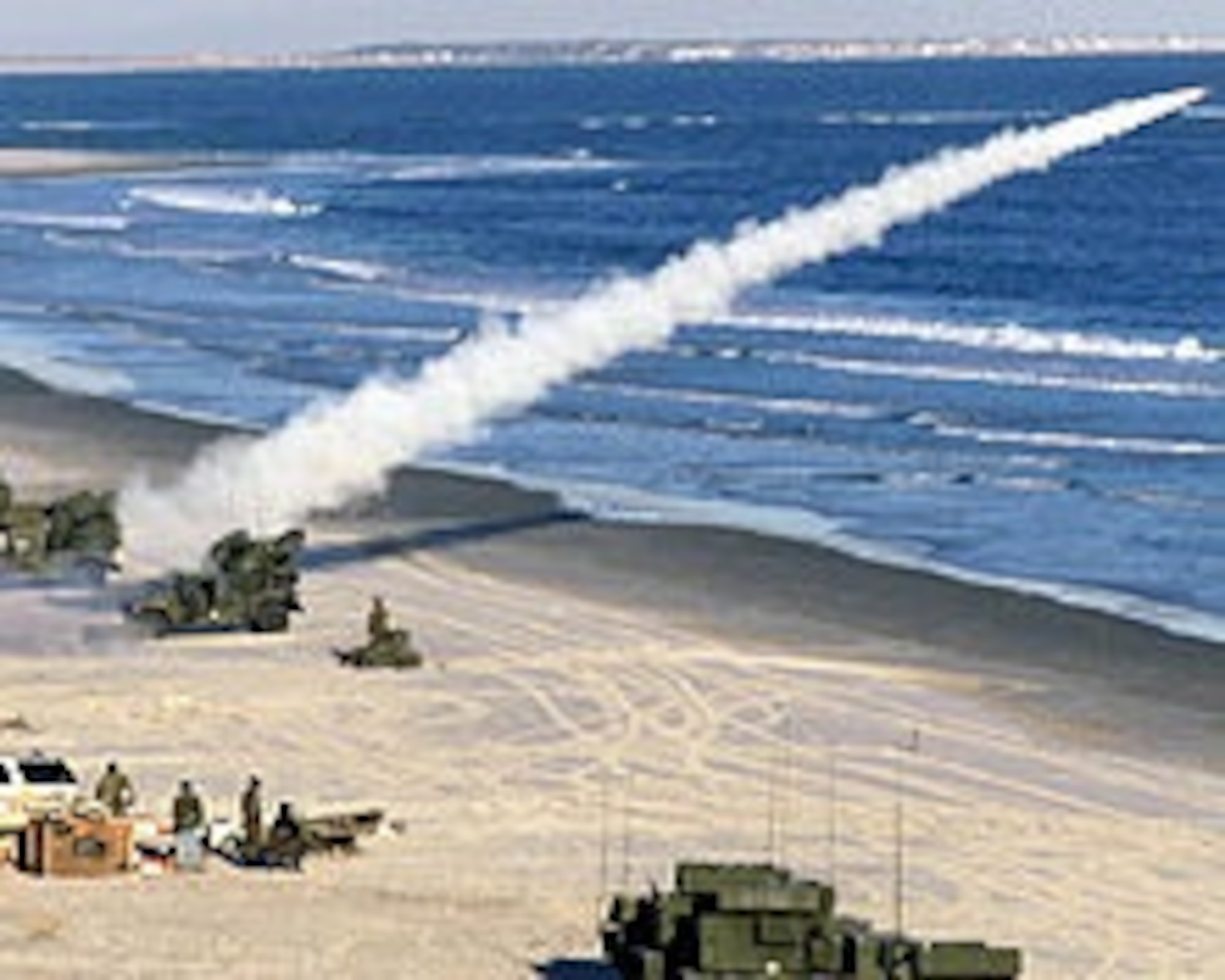 A Stinger missile being launched from a U.S. Marine Corps AN/TWQ-1 Avenger in April 2000.