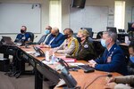 Members of the delegation from the Arab Republic of Egypt receive an operations and intelligence briefing as well as a Texas Military Department capabilities briefing from senior leaders of the Texas Military Department as they visit Camp Mabry August 24, 2020 in honor of the establishment of the Texas-Egypt state partnership program. (U.S. Army photo by Charles E. Spirtos)