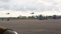U.S Marine Corps CH-53E Super Stallion’s with Marine Heavy Helicopter Squadron 366 land during Exercise Deep Water 2020 at Marine Corps Air Station New River, North Carolina, July 29, 2020. The purpose of the exercise is to increase 2nd Marine Aircraft Wing's interoperability and readiness on a scale that simulates peer-level threats. (U.S Marine Corps Photo by Cpl. Juan C. Dominguez)