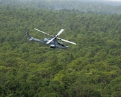 An AH-1Z Viper with Marine Light Attack Helicopter Squadron 269 flies over Marine Corps Base Camp Lejeune, North Carolina, July 31, 2020. HMLA-269 practiced close air support and aerial surveillance to maintain mission readiness. (U.S. Marine Corps photo by Cpl. Cody Rowe)