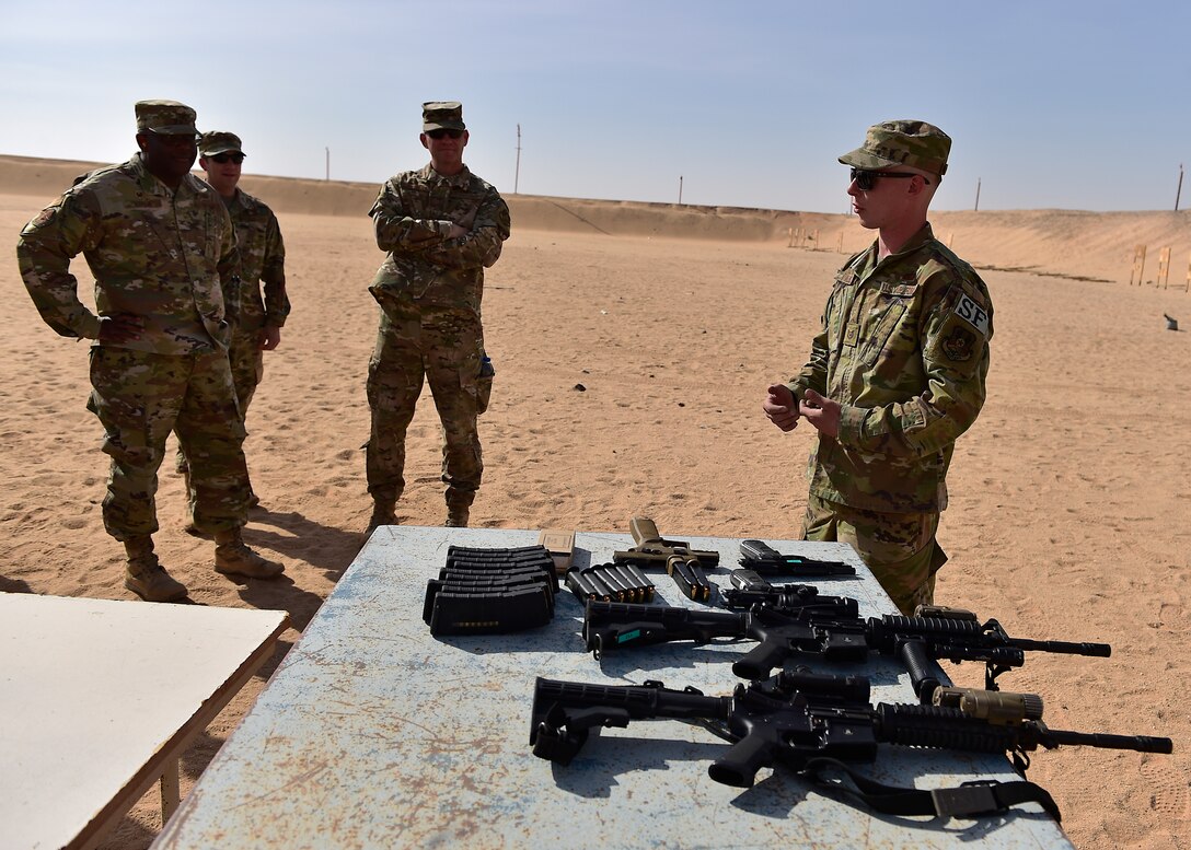 378 AEW leadership visit security forces down range