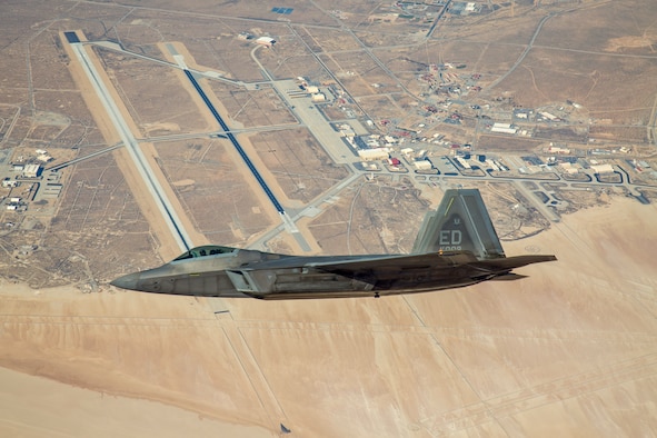 The 411th Flight Test Squadron in conjunction with the 412th Range Squadron achieved the first successful flight of the Common Range Integrated Instrumentation System (pictured) at Edwards Air Force Base, California, Aug. 5. This event marked the first flight of the CRIIS at the Edwards Flight Test Range, and it was also the first flight on a fifth-generation fighter platform. (Photo courtesy of Kyle Larson, Lockheed Martin)