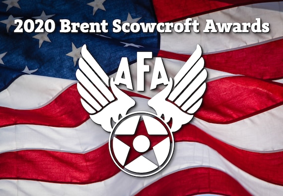 AFA symbol and 2020 Brent Scowcroft Awards over the top of the American flag.