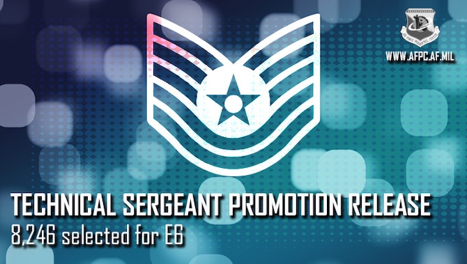 The U.S. Air Force released the 2020 technical sergeant promotion list August 24, 2020. Air Force-wide statistics are 8,246 staff sergeants were selected for promotion to technical sergeant out of 28,358 eligible resulting in a 29.08 percent selection rate. (Courtesy photo)