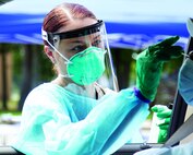 Soldiers from the Michigan National Guard were in Baldwin on Aug. 14, 2020, providing free drive-through COVID-19 testing. Medics from the Michigan National Guard’s Task Force 182 have been providing the testing throughout the state for three months.