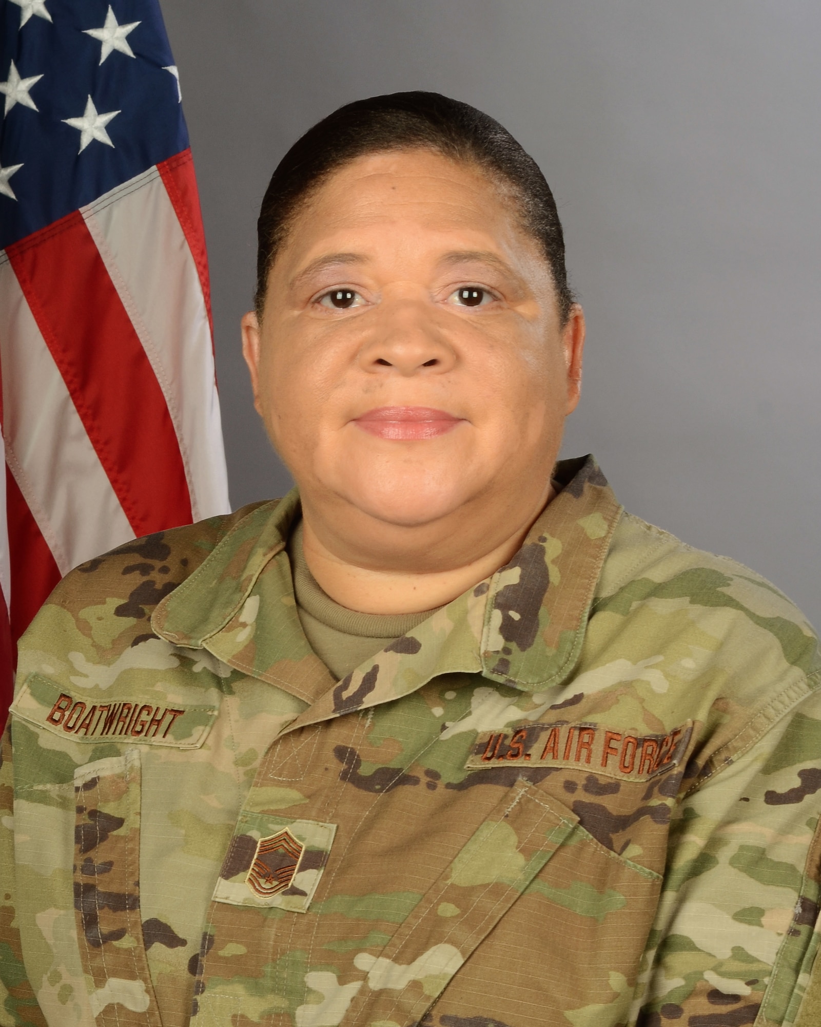Portrait of  U.S. Air Force Chief Master Sgt. Audrey Boatwright, assigned to the 169th Logistics Readiness Squadron at McEntire Joint National Guard Base, S.C., Aug. 21, 2020. (U.S. Air National Guard photo by Senior Master Sgt. Edward Snyder, 169th Fighter Wing Public Affairs)