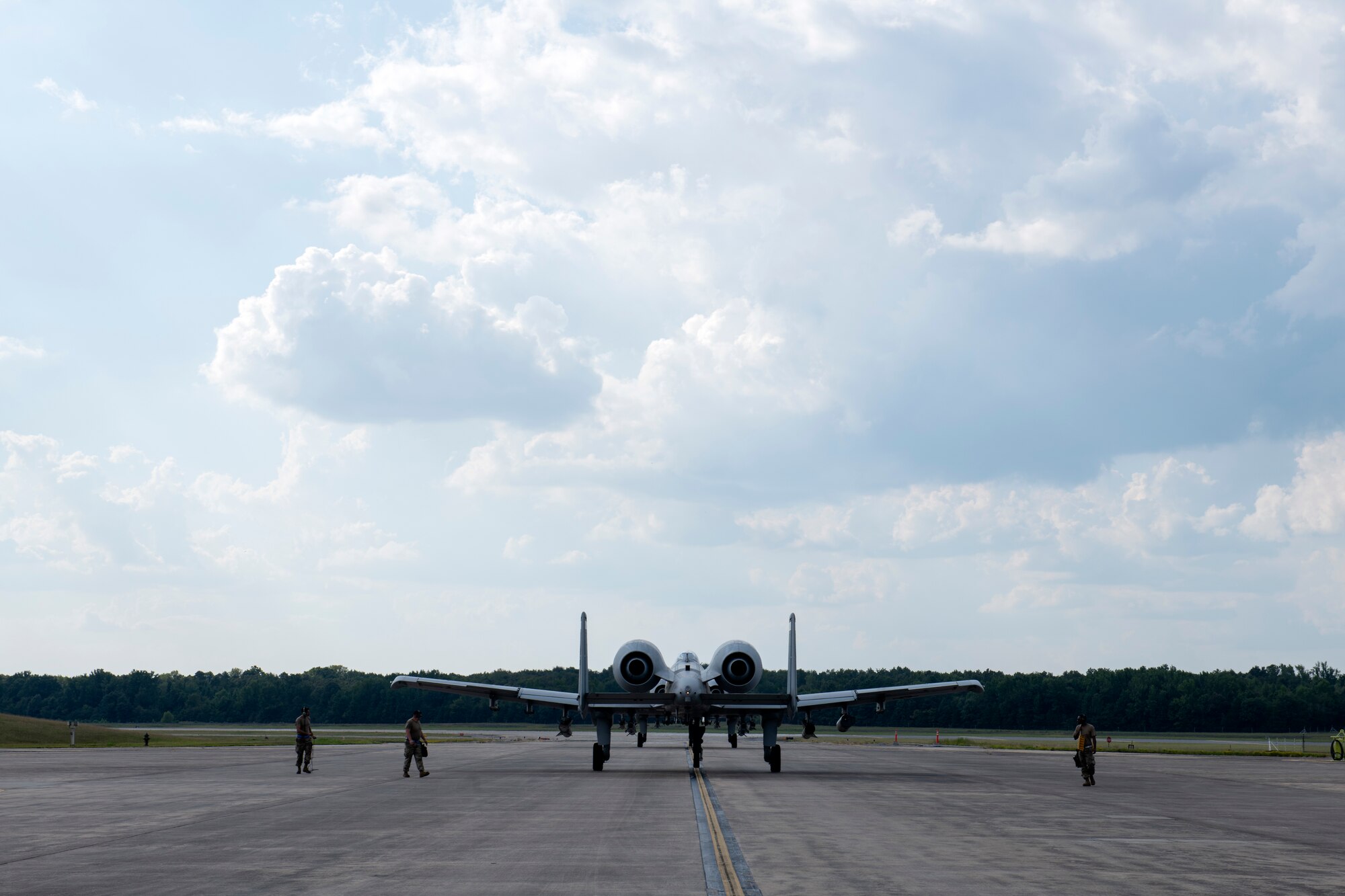 An aircraft prepares for takeoff
