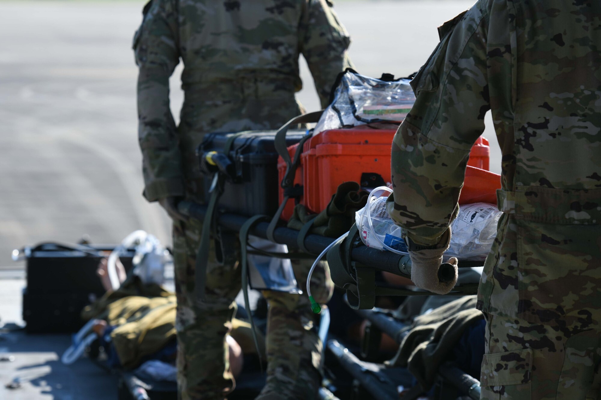 Airmen simulate an aeromedical evacuation
