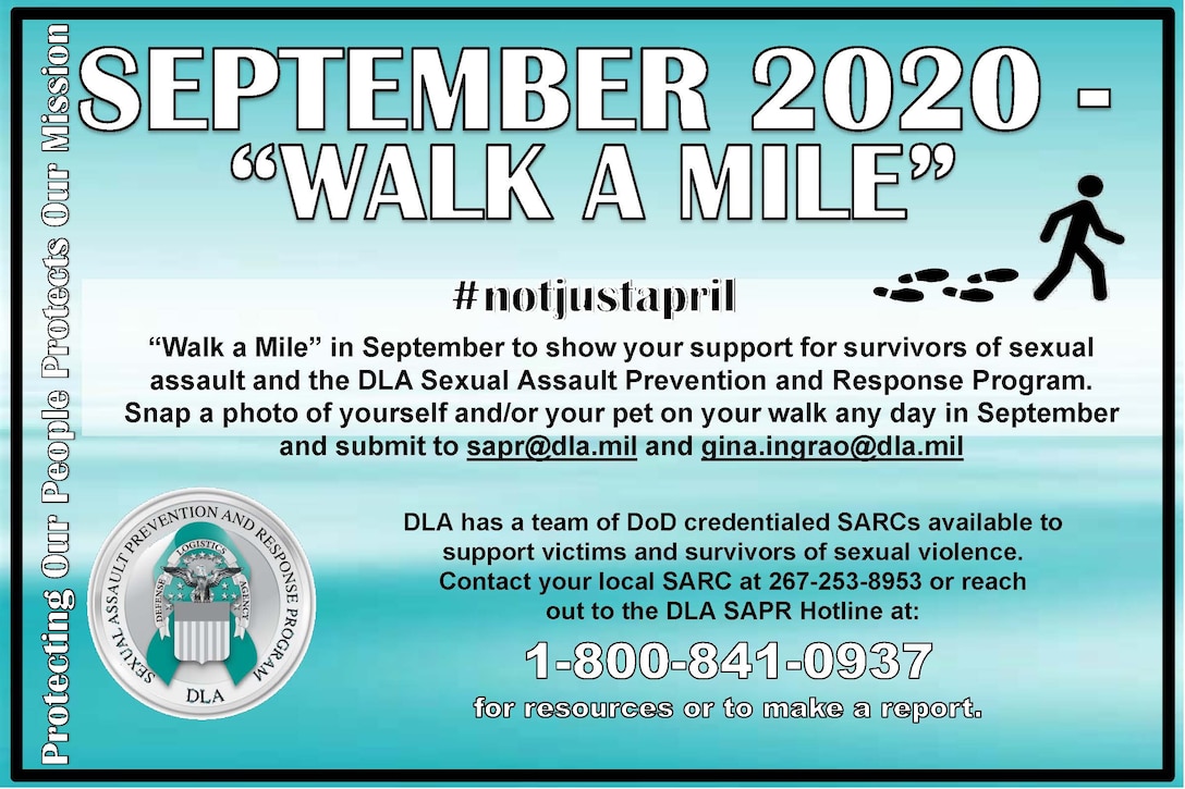A poster announcing the Walk A Mile event in September.