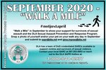 A poster announcing the Walk A Mile event in September.