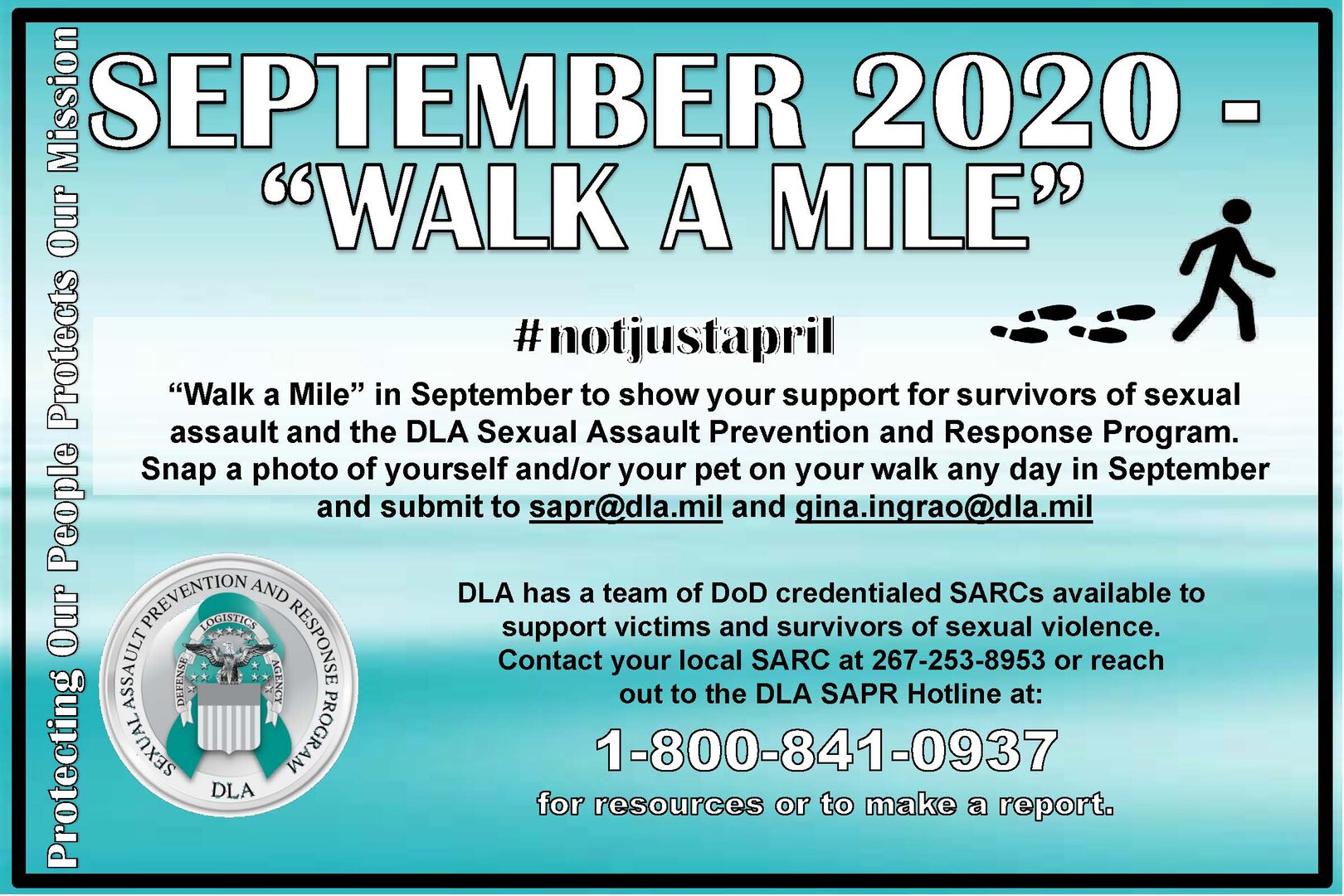 A poster announcing the Walk A Mile event in September.