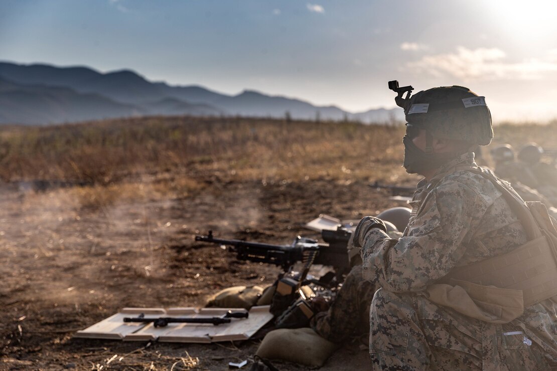 U.S. Marine supervises students during live-fire training at Range 218A on Marine Corps Base Camp Pendleton, Calif., Aug. 18.