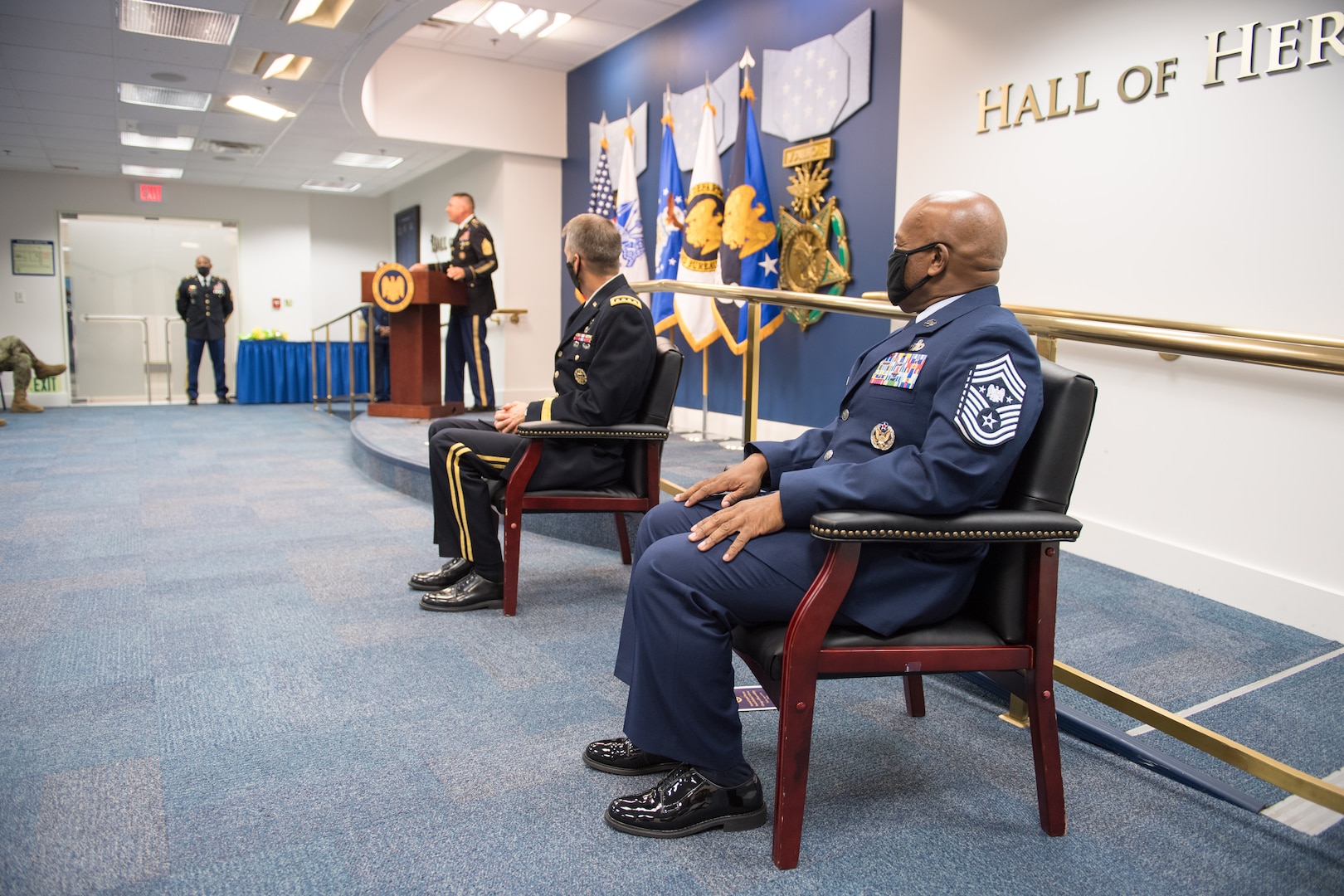 The National Guard Bureau welcomed its new senior enlisted advisor during a change of responsibility ceremony at the Pentagon Aug. 25, 2020. Chief Master Sgt. Tony L. Whitehead becomes the first Black SEA for the NGB, succeeding retiring Command Sgt. Maj. Christopher Kepner.