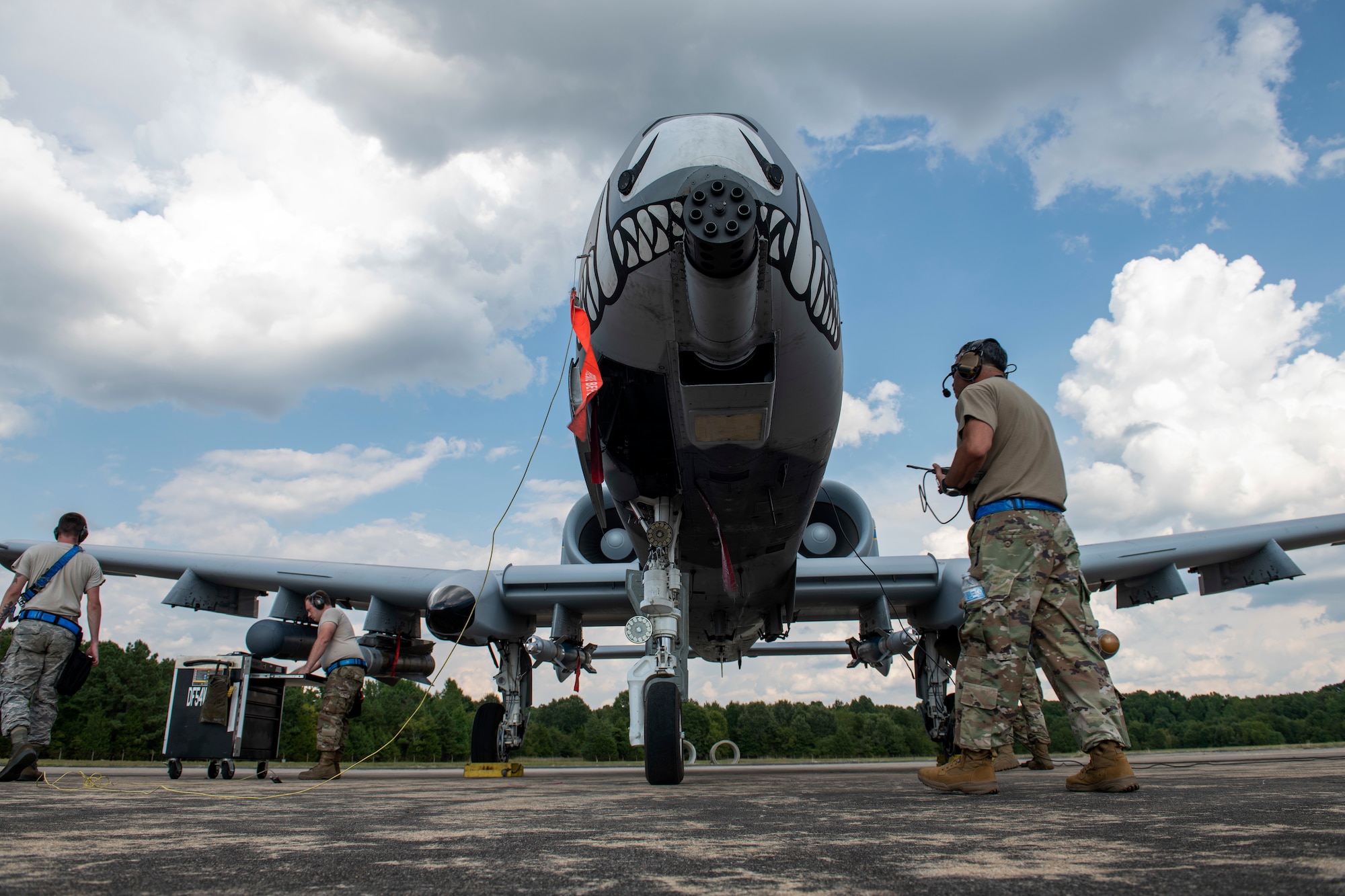 An Airman inspects an aircraft