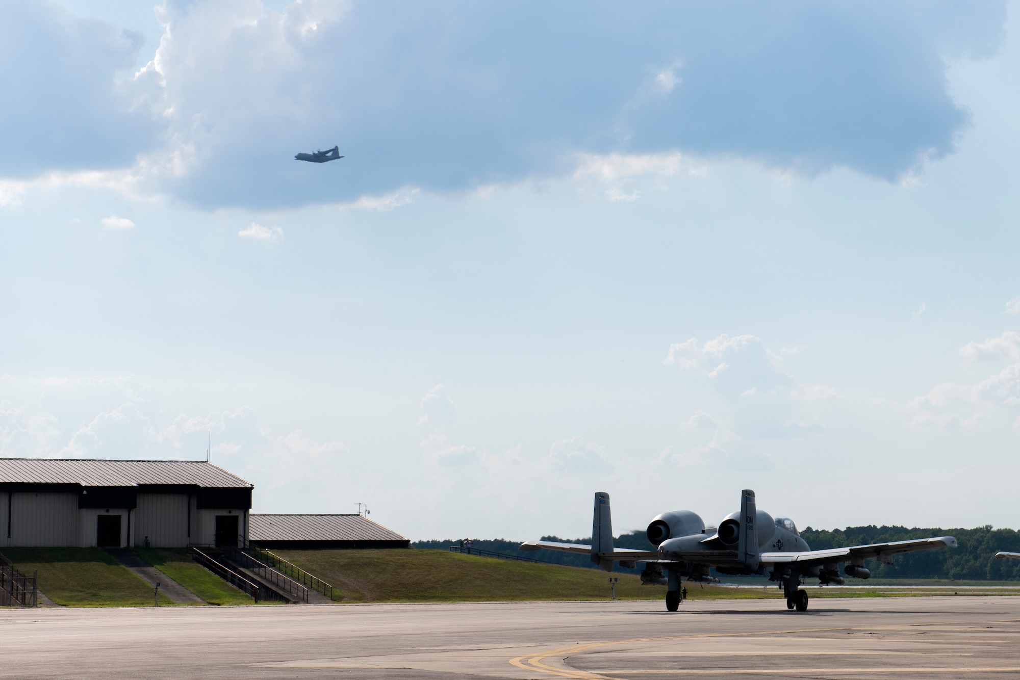 An aircraft prepares for takeoff