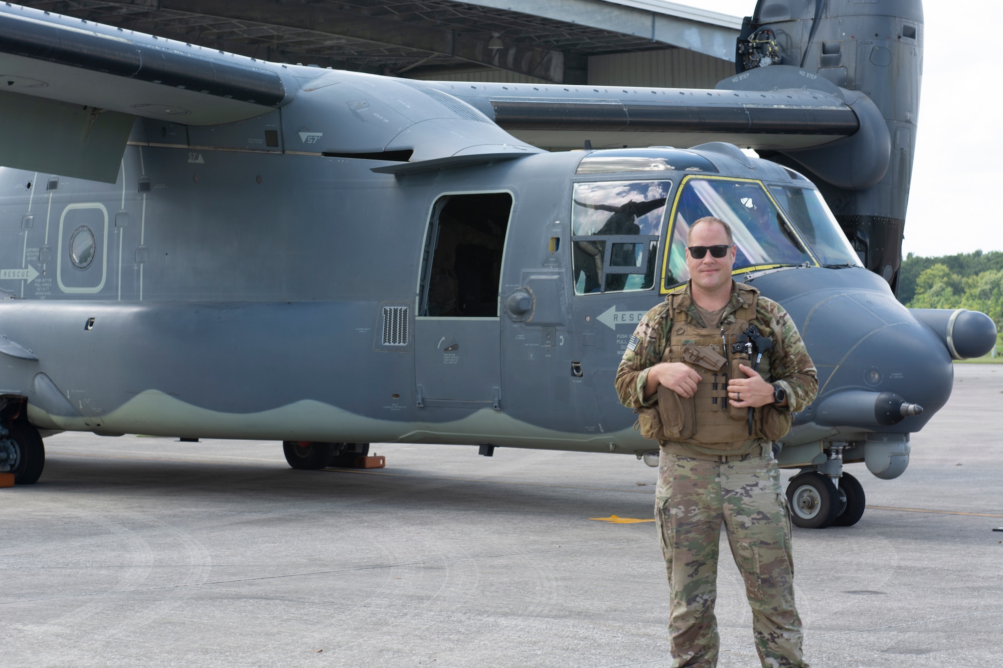 Florida Air National Guard Lt. Col. Luke Sustman is the first Air Force pilot to log 3,000 flight hours in the CV-22 Osprey. He achieved the milestone Aug. 13, 2020, flying from Hurlburt Field east of Pensacola to the Jacksonville Air National Guard Base, where he is shown.