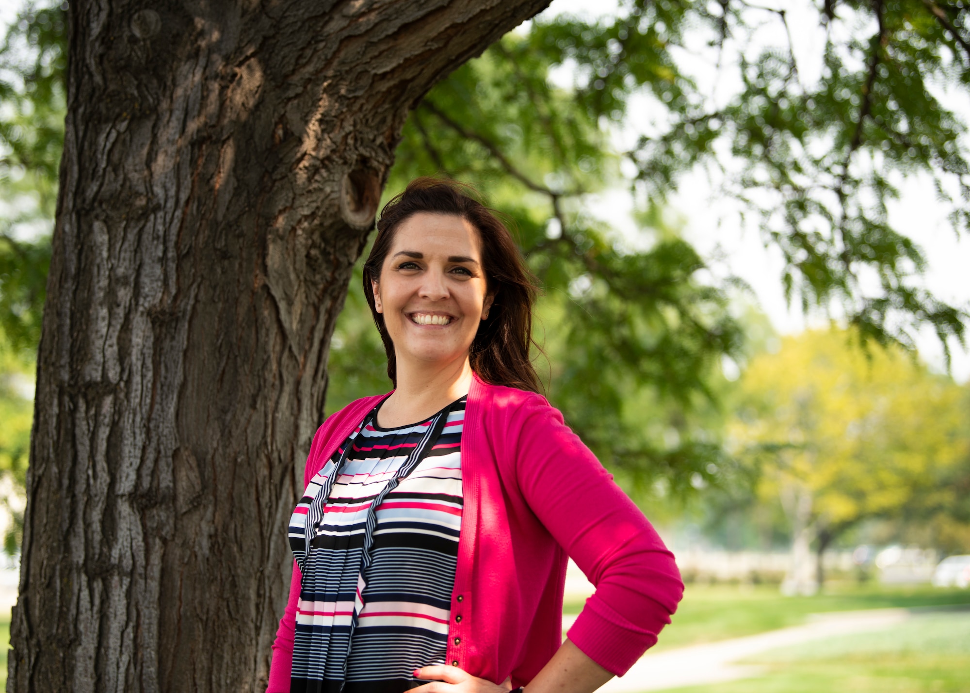 Courtney Lewis, Mountain Home Air Force Base privatized housing resident advocate, poses for a photo, Aug. 24, 2020, at Mountain Home Air Force Base, Idaho. The RA position was created by the USAF as part of a response to improve privatized housing with the clear mandate to rebuild trust in the privatized housing program. (U.S. Air Force photo by Airman 1st Class Natalie Rubenak)
