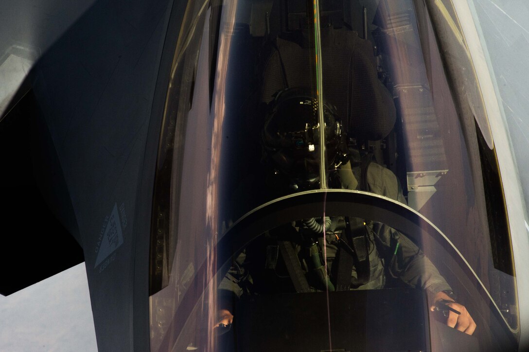 An F-35A Lightning II pilot with the 56th Operations Group finishes air refueling over southern Idaho on August 18, 2020.