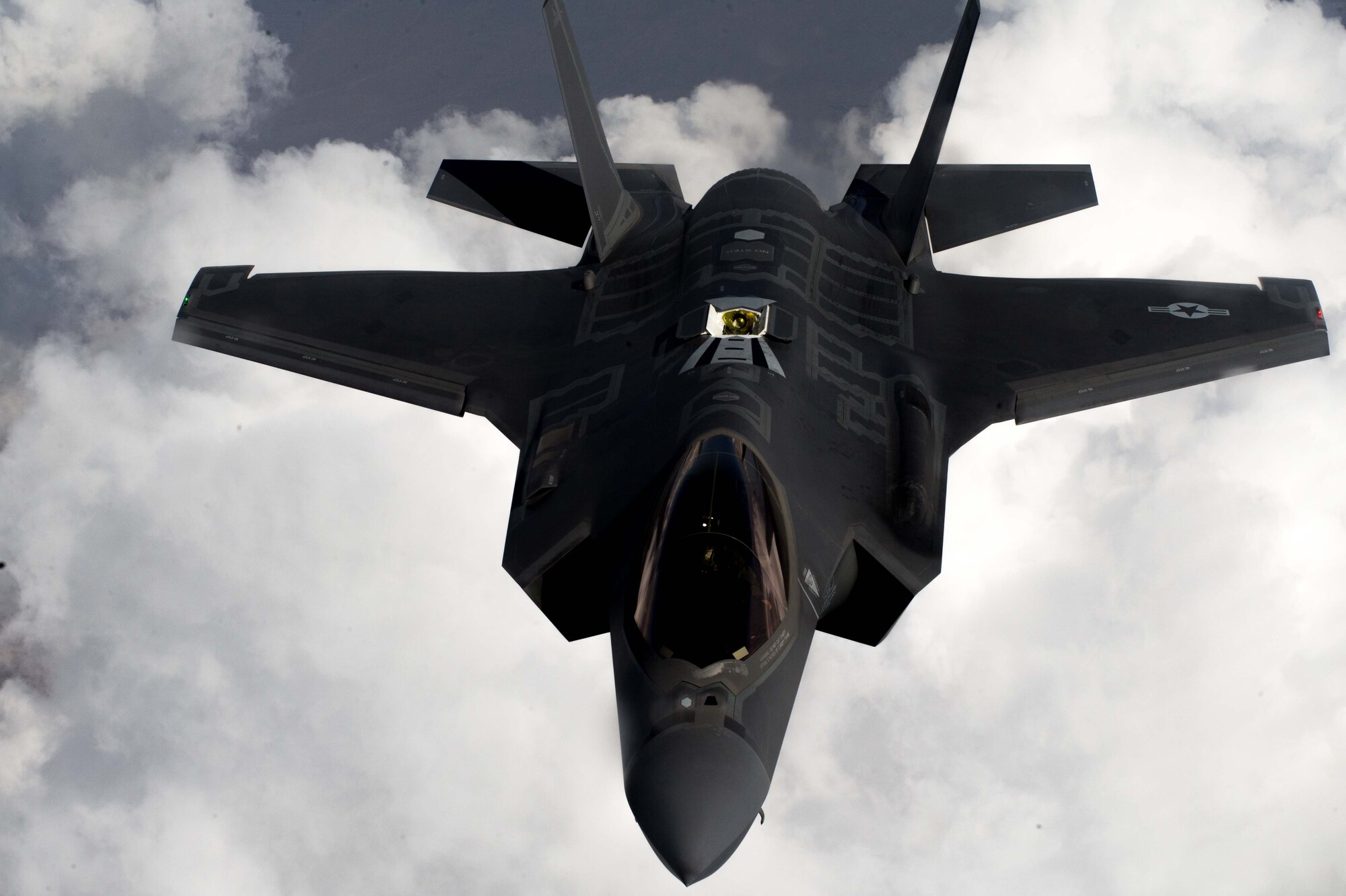 An F-35A Lightning II pilot with the 56th Operations Group prepares to refuel over southern Idaho on August 18, 2020.