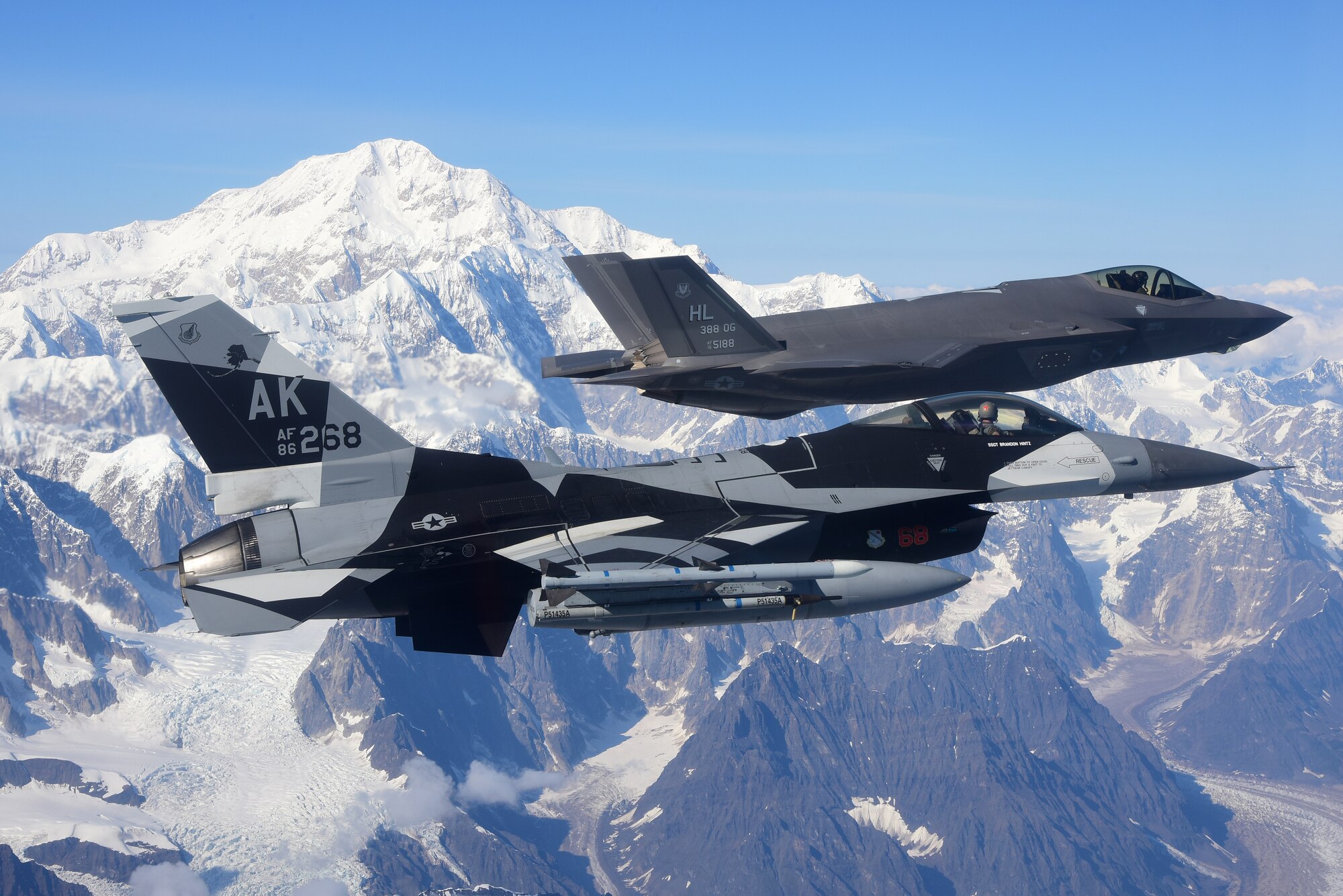 A picture of F-35s flying