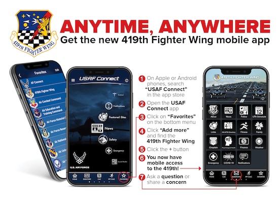 Graphic of the new 419th Fighter Wing app via the Air Force Connect platform