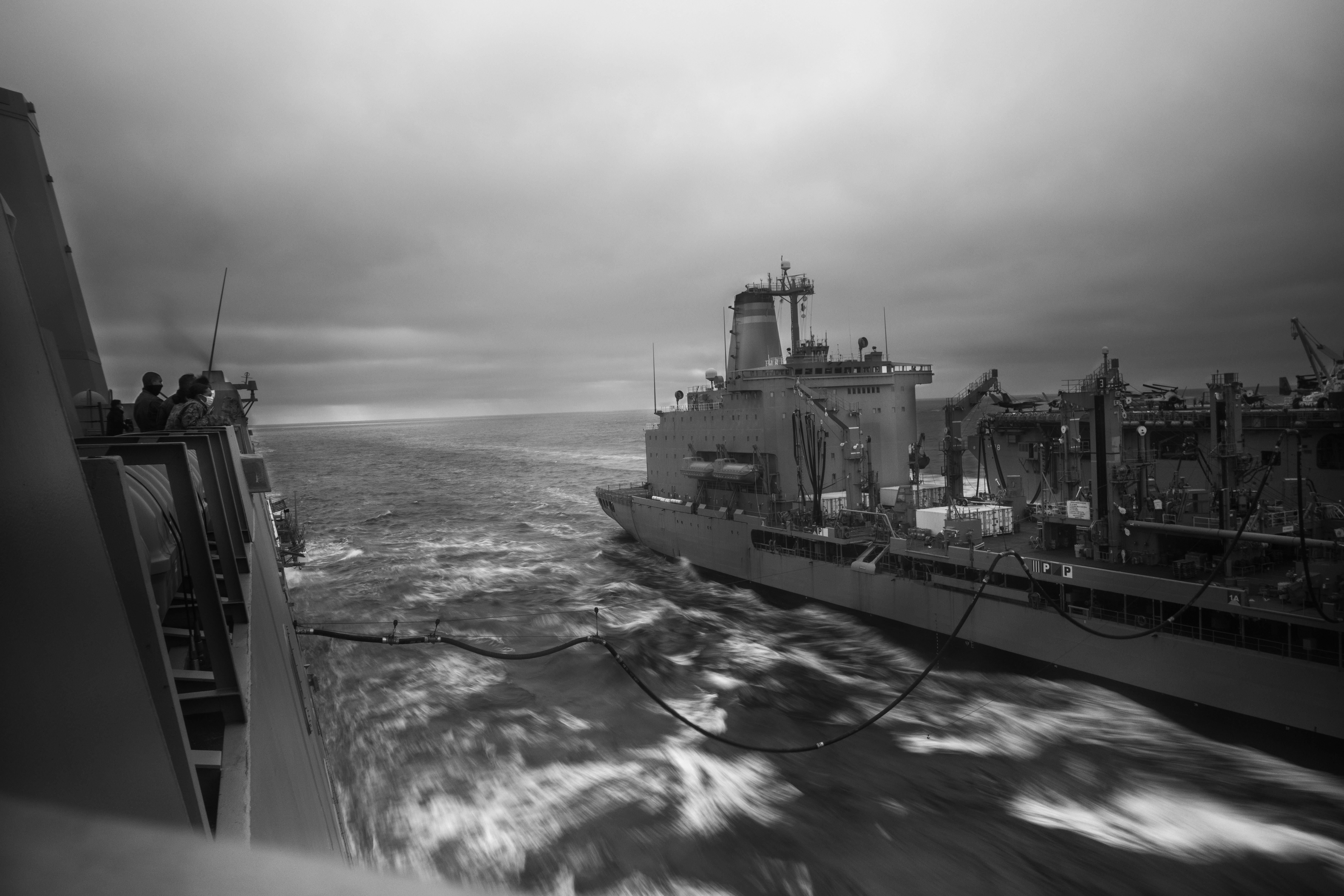 USNS Henry J. Kaiser (T-AO 187) refuels the amphibious transport dock ship USS San Diego (LPD 22) for a replenishment-at-sea.