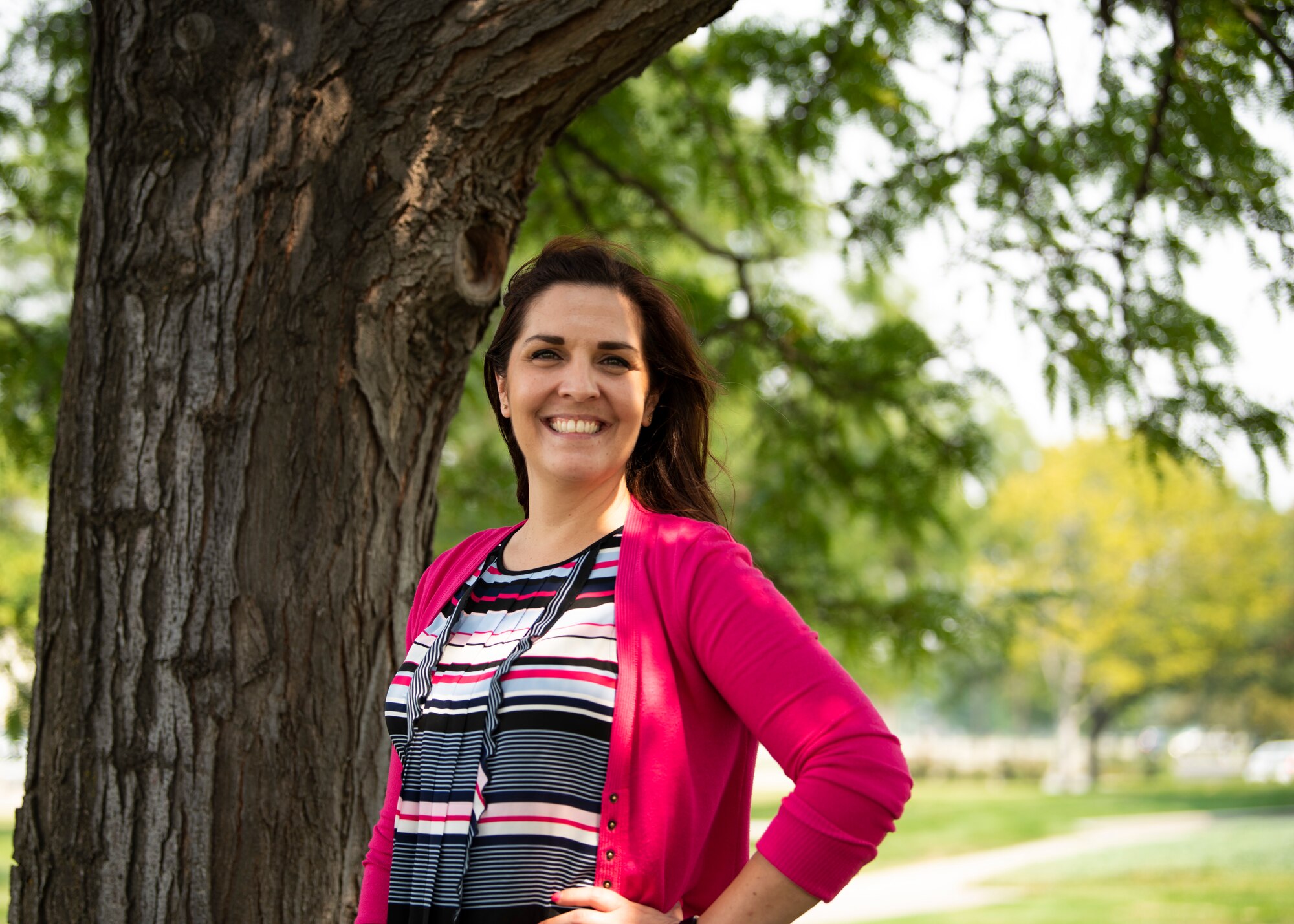 Courtney Lewis, Mountain Home Air Force Base privatized housing resident advocate, poses for a photo, Aug. 24, 2020, at Mountain Home Air Force Base, Idaho. The RA position was created by the USAF as part of a response to improve privatized housing with the clear mandate to rebuild trust in the privatized housing program. (U.S. Air Force photo by Airman 1st Class Natalie Rubenak)