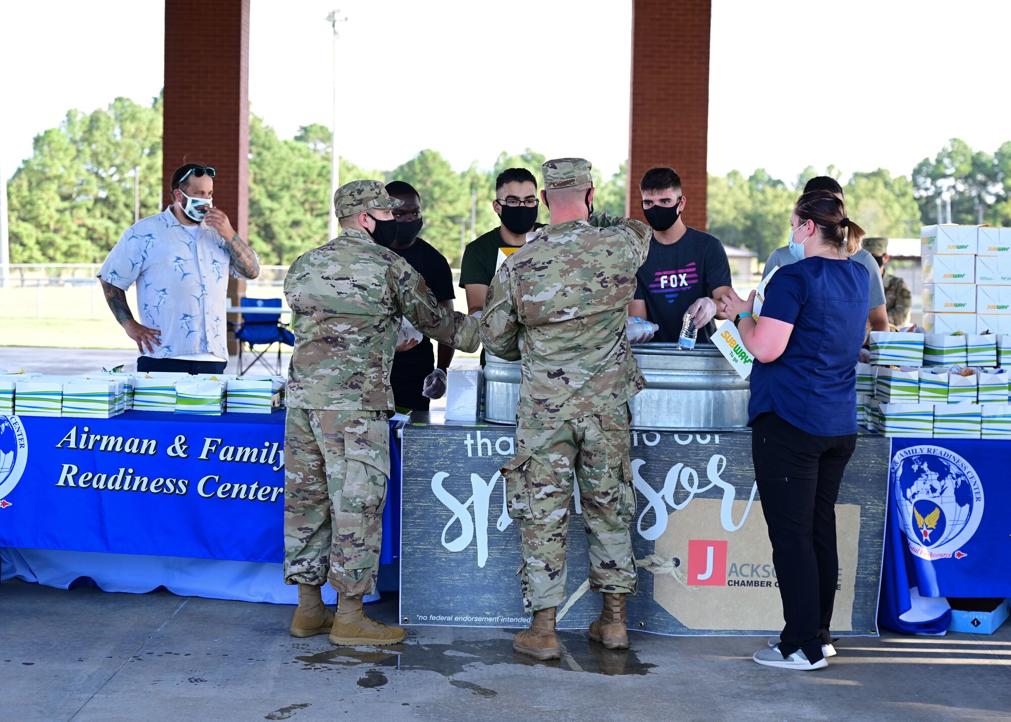 Base leadership gathers food for families