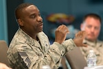 Chief Master Sgt. Maurice Williams is the new command chief master sergeant of the Air National Guard. He is shown during an Aug. 9, 2017, panel discussion with the Air National Guard's 2016 Outstanding Airmen of the Year at the ANG Readiness Center on Joint Base Andrews, Md.