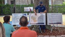 U.S. Coast Guard Lt. Cmdr. Jason Erickson, base operations officer for Base Charleston, talks to local community members about changes being made and how it will benefit the Coast Guard and community as part of a Charleston Leadership Tour at Joint Base Charleston, S.C., Aug 20, 2020. Members of Charleston organizations such as the Charleston Metro Chamber, encourage strengthening relationships between the community and military to support service members and their families, expanding the federal footprint in the region.