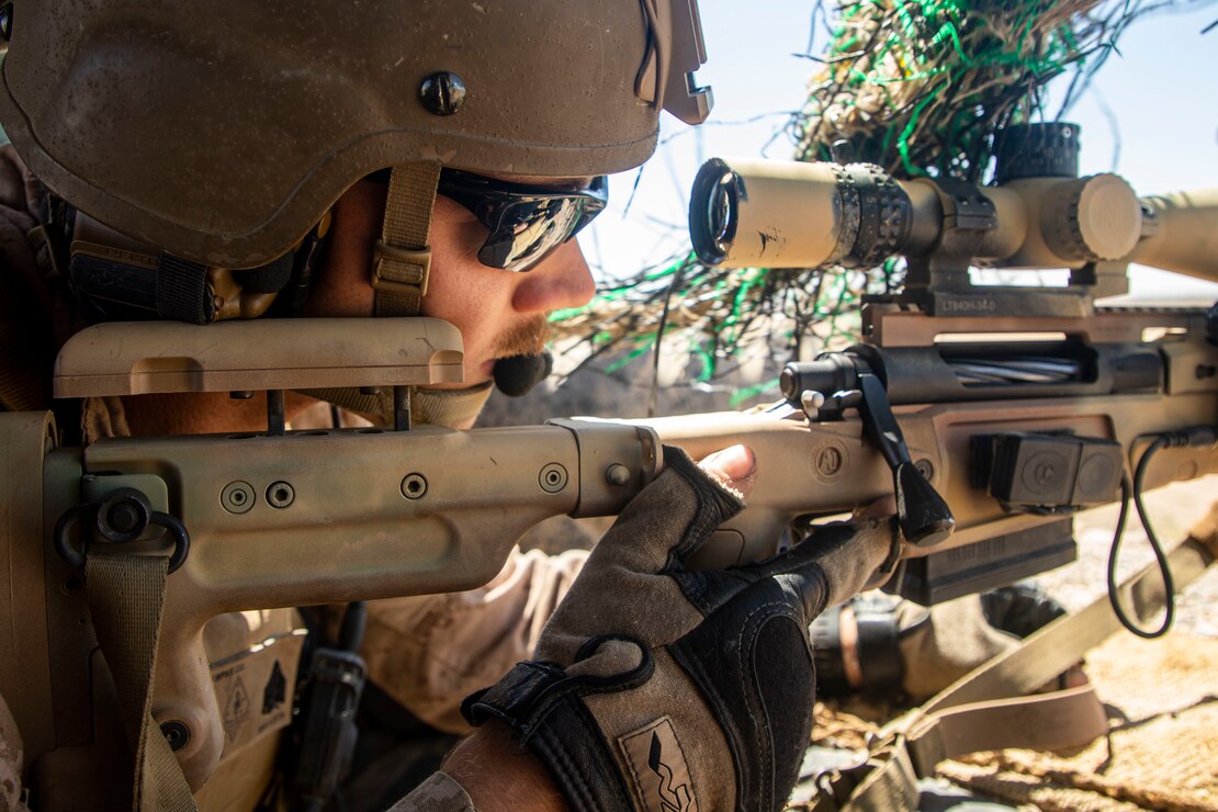A U.S. Marine maintains security during a joint security patrol in Syria, Aug. 23.