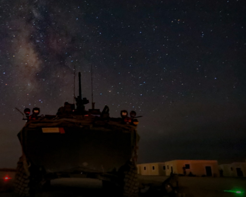 U.S. Marines set up a light armored vehicle in a blocking position during a Marine Corps Combat Readiness Evaluation on Marine Corps Base Camp Pendleton, Calif., Aug. 10.