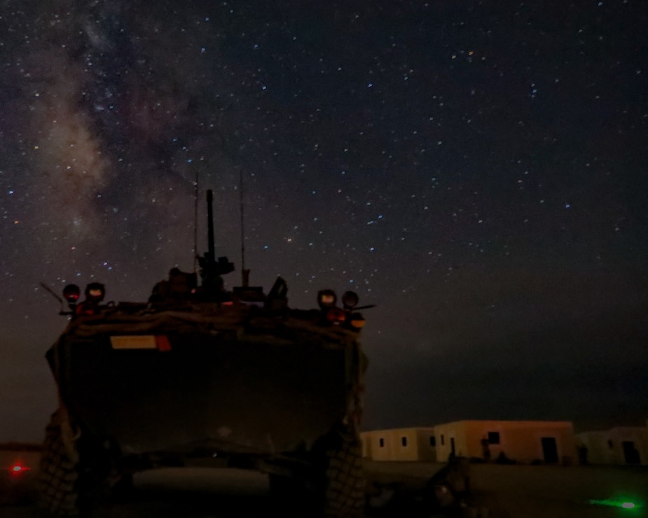 U.S. Marines set up a light armored vehicle in a blocking position during a Marine Corps Combat Readiness Evaluation on Marine Corps Base Camp Pendleton, Calif., Aug. 10.