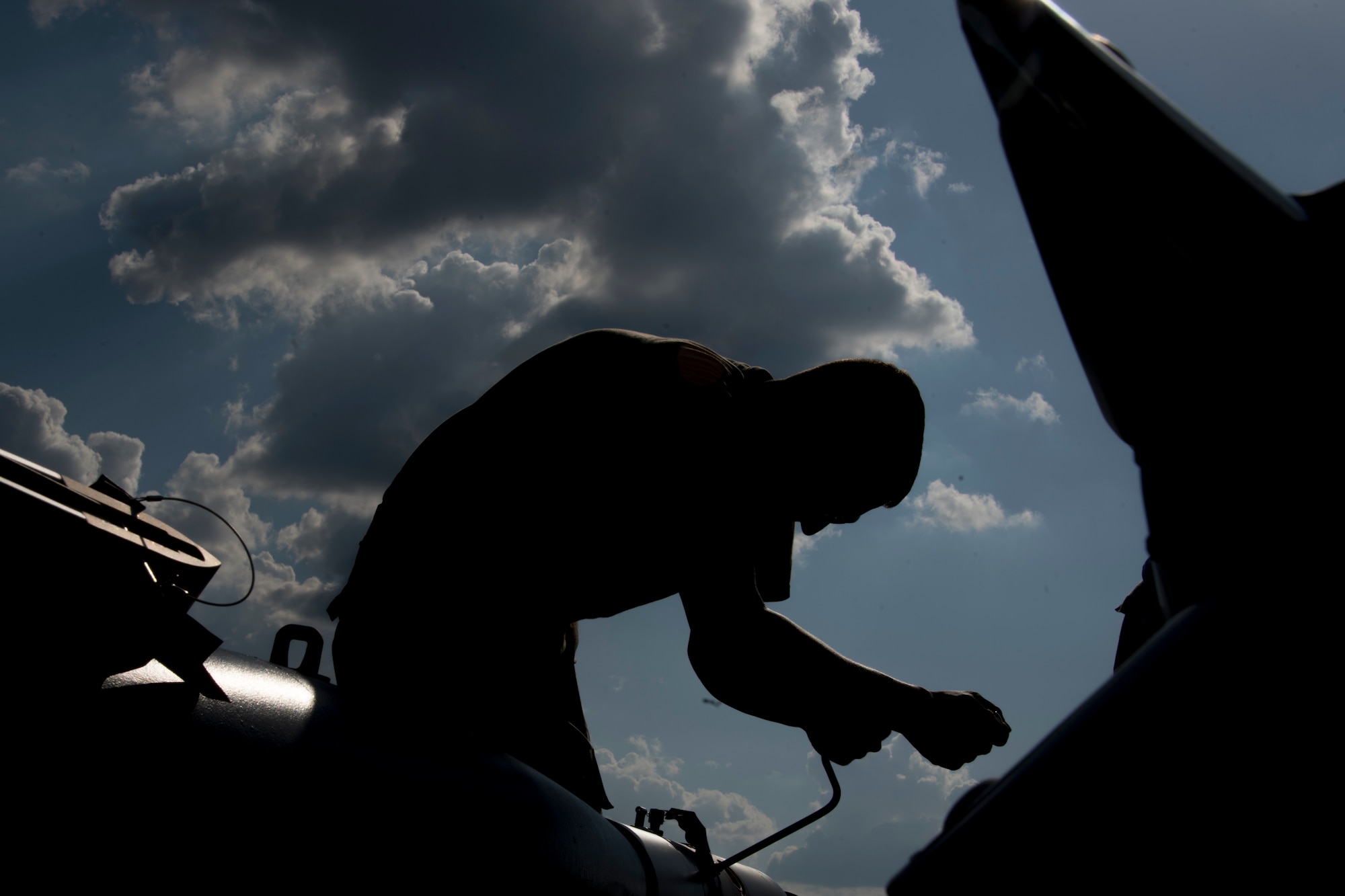 A photo of Airmen building bombs