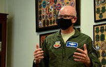 A photo of a general talking