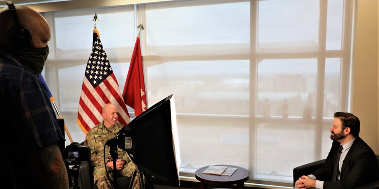 Dr. Michael Izard-Carroll, Public Affairs Director interviews Col. Mark Himes, Omaha District Commander on engineering the future of Omaha, Aug 20.