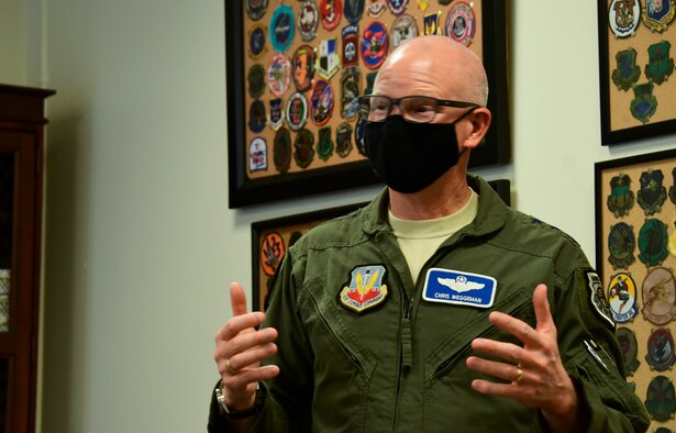 A photo of a general talking