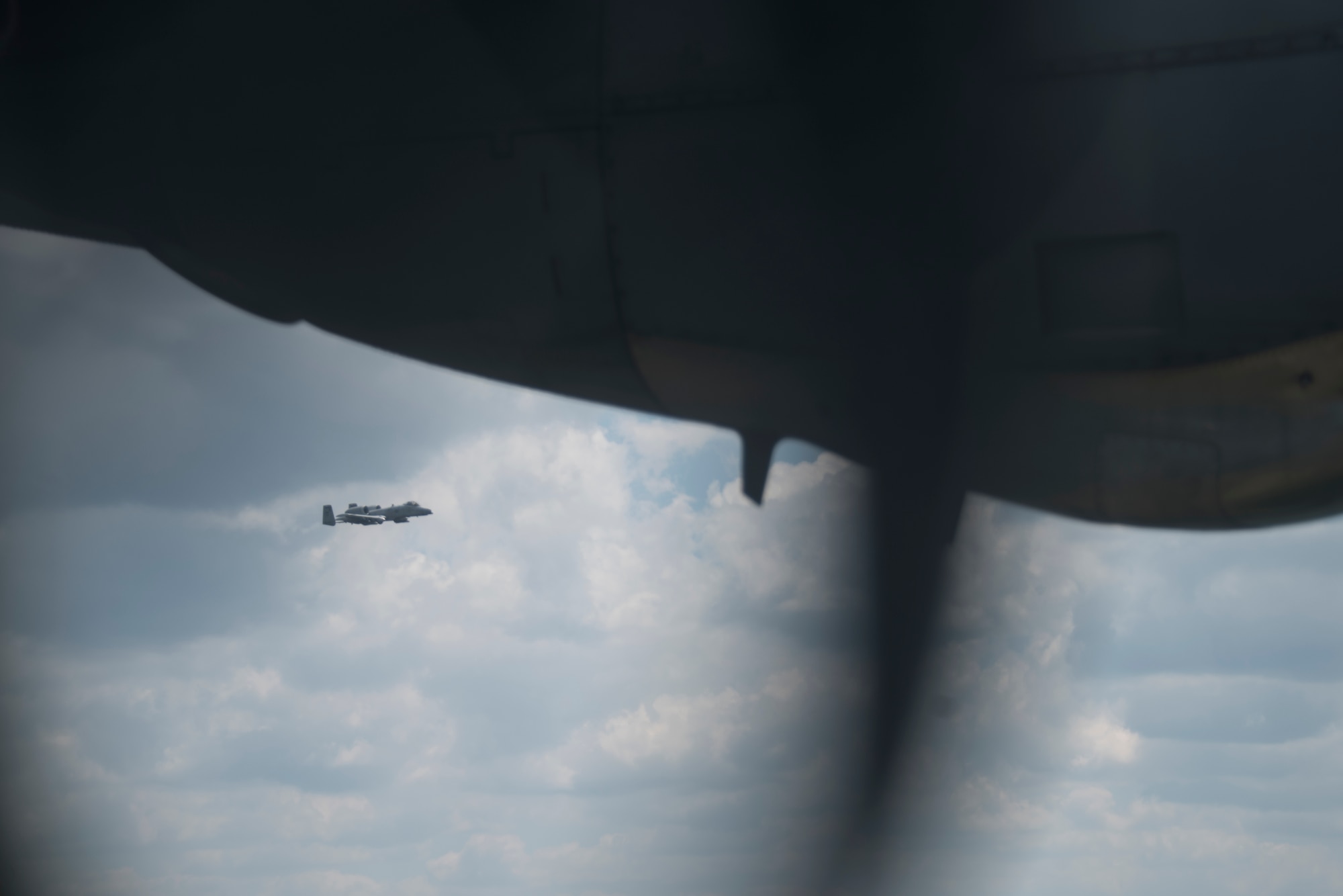 A photo of an A-10 flying