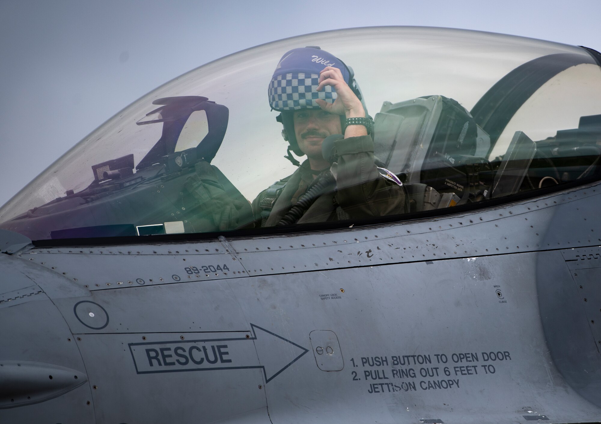 A U.S. Air Force pilot, assigned to the 510th Fighter Squadron, Aviano Air Base, Italy, arrives at Royal Air Force Lakenheath, England, Aug. 28, 2020. Aircraft and Airmen from the 510th FS are participating in a flying training deployment event to enhance interoperability, maintain joint readiness and strengthen relationships with regional allies and partners. (U.S. Air Force photo by Airman 1st Class Jessi Monte)