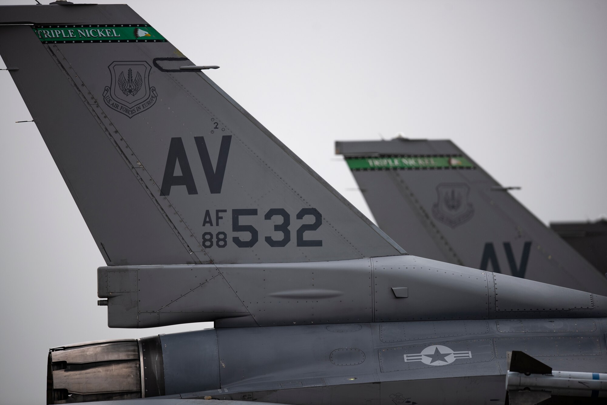 U.S. Air Force F-16 Fighting Falcons assigned to the 510th Fighter Squadron, Aviano Air Base, Italy, arrive at Royal Air Force Lakenheath, England, Aug. 28, 2020. Aircraft and Airmen from the 510th FS are participating in a flying training deployment event to enhance interoperability, maintain joint readiness and strengthen relationships with regional allies and partners. (U.S. Air Force photo by Airman 1st Class Jessi Monte)