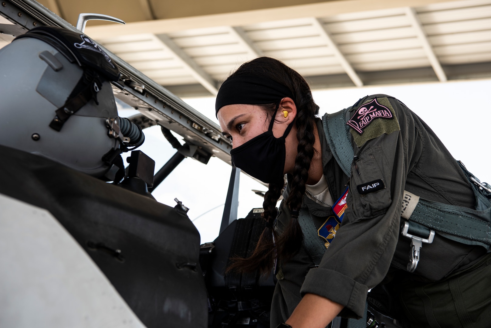 Capt. Kimberly Bray, 47th Operations Support Squadron executive officer and instructor pilot, performs pre-flight checks on a T-6A Texan II at Laughlin Air Force Base, Texas, Aug. 26, 2020. Laughlin observes Women’s Equality Day by flying an all-female formation sortie with instructor and student pilots. (U.S. Air Force photo by Senior Airman Marco A. Gomez)
