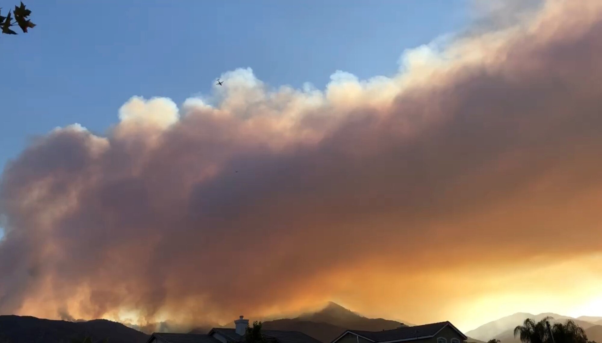 Skyline filled with smoke from a wildfire.