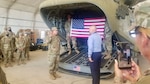 U.S. Army Spc. Daniel Rivera, a Michigan National Guard Soldier and CH-47 helicopter repairer deployed with Bravo Company, 628th Aviation Support Battalion, 28th Expeditionary Combat Aviation Brigade, takes the oath of allegiance during a naturalization ceremony at the 28th ECAB's mobilization station at Fort Hood, Texas.