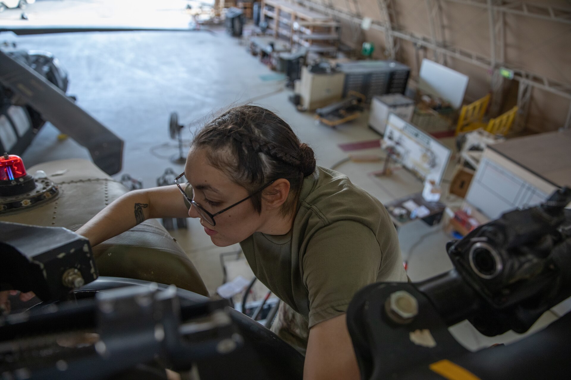 Pfc. Vivianne Atencio applies her skills as a CH-47 Chinook maintainer while deployed to the Middle East with Delta Company, 1-189th General Support Aviation Battalion in support of Operation Inherent Resolve and Operation Spartan Shield on July 31, 2020. This Nevada National Guard Soldier just enlisted in January of 2019, making her one of the newest additions to the U.S. Army currently deployed with the 34th Combat Aviation Brigade.