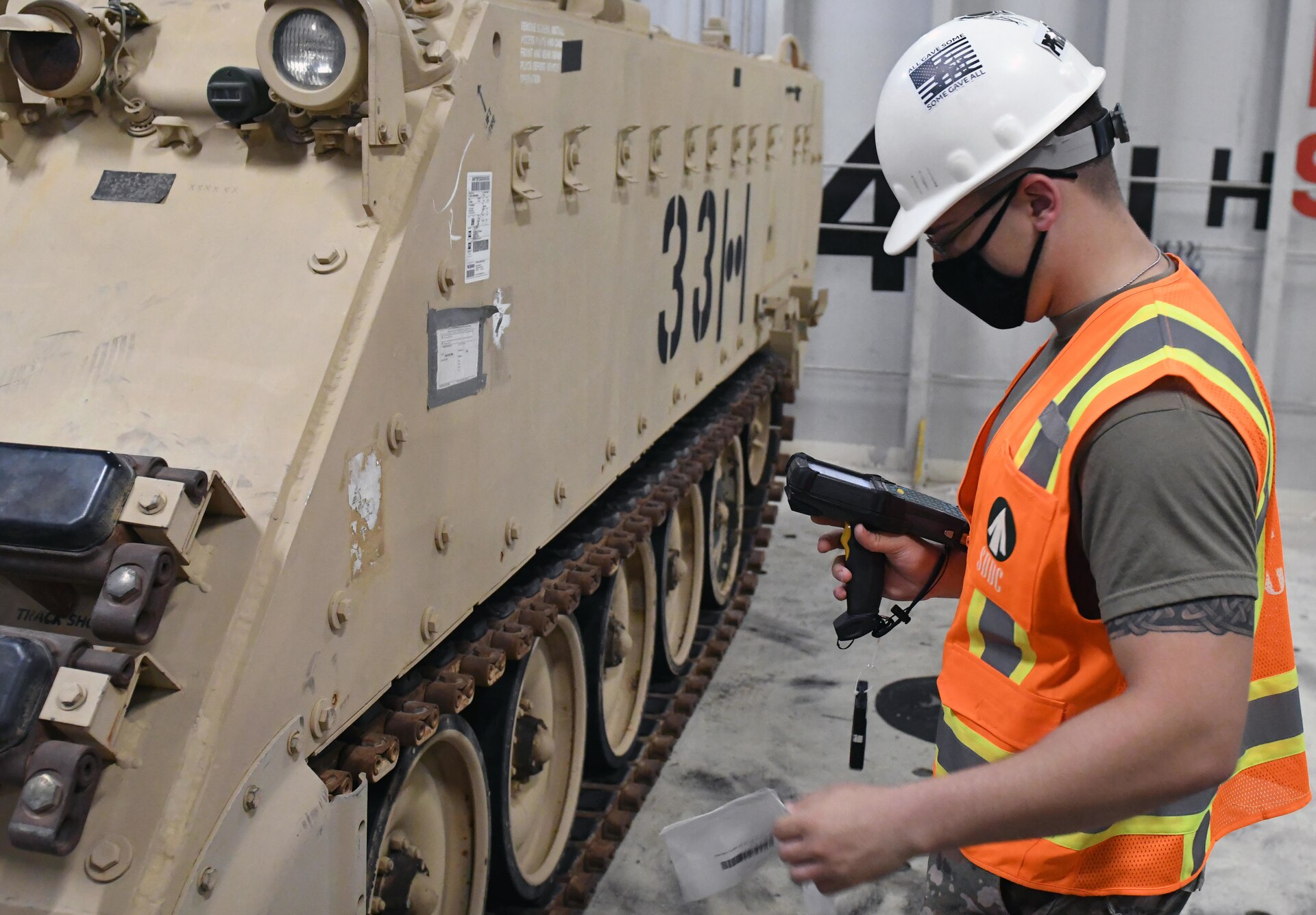 Nearly 700 pieces of equipment assigned to the 30th Armored Brigade Combat Team, North Carolina Army National Guard, are loaded on a ship in preperation for shipment to the United States in the CENTCOM area of responisibilty August 7, 2020.