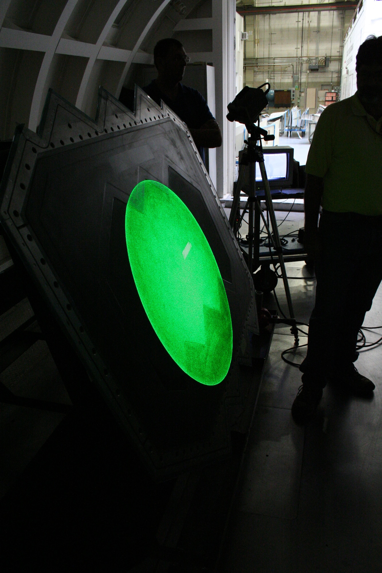 Following the completion of Hill AFB’s low-observable composite facility, technicians began laser testing of composites on flight control surfaces of the B-2 Spirit stealth bomber.