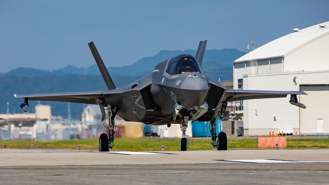 U.S. Marine Corps F-35B Lightning II aircraft assigned to Marine Fighter Attack Squadron (VMFA) 121 conduct flight operations aboard Marine Corps Air Station Iwakuni, Japan, Aug 18, 2020. VMFA-121 is the first forward deployed Marine F-35B squadron, capable of providing close air support and conducting strike missions in support of a free and open Indo-Pacific. (U.S. Marine Corps photo by Cpl. Lauren Brune)
