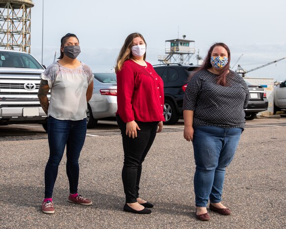 From left to right: Code 2320.7 Leslie Mok, Code 2310.7 Beka Adams, and Code 2370 Meagan Goodwin.